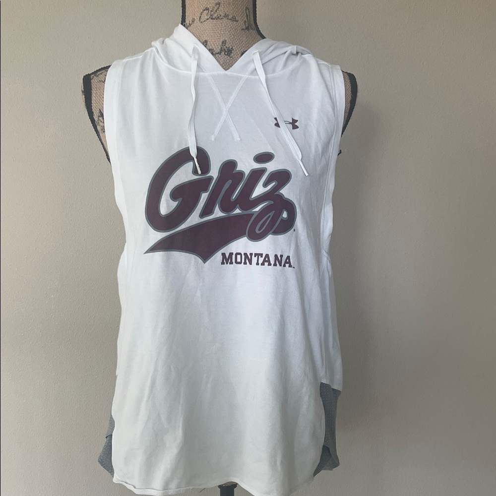 Under Armour White and Gray Muscle Tee